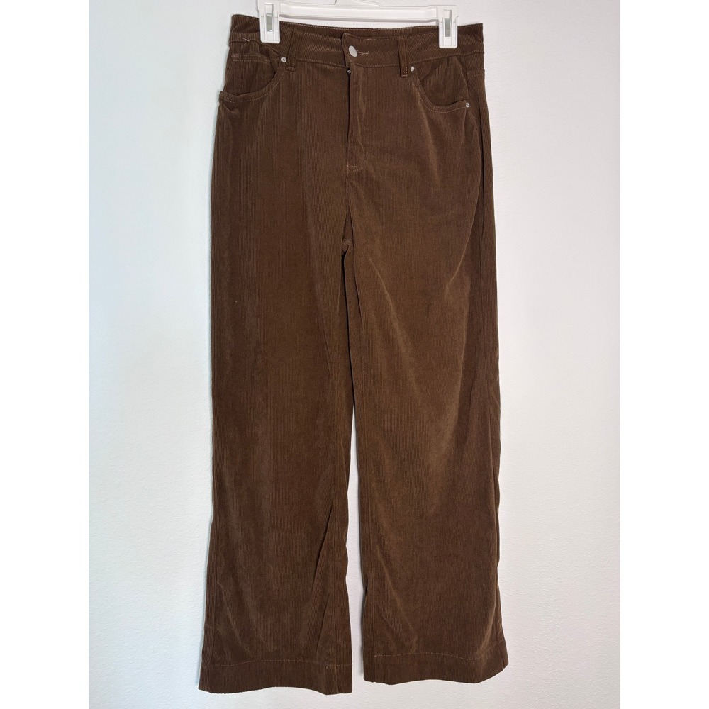 SHEIN Brown Corduroy Wide Leg Pants High Waisted Retro‎ Trousers Size L 8/10
